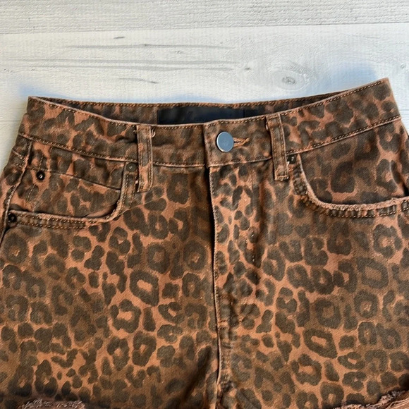 Alexander Wang X Denim Leopard Print Bite High Waist Cut Off Shorts 25 - Picture 7 of 12
